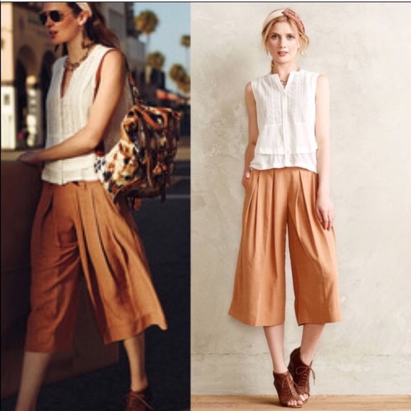 elevenses Pants - Anthropologie Elevenses MidCalf Wide-leg Pants 6